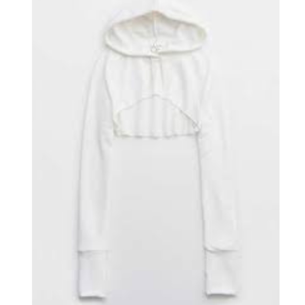 Aerie White Cropped Hoodie